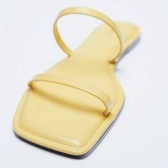 Zara Pastel Lemon Square Toe Sandals NWOT 40 - Picture 3 of 4